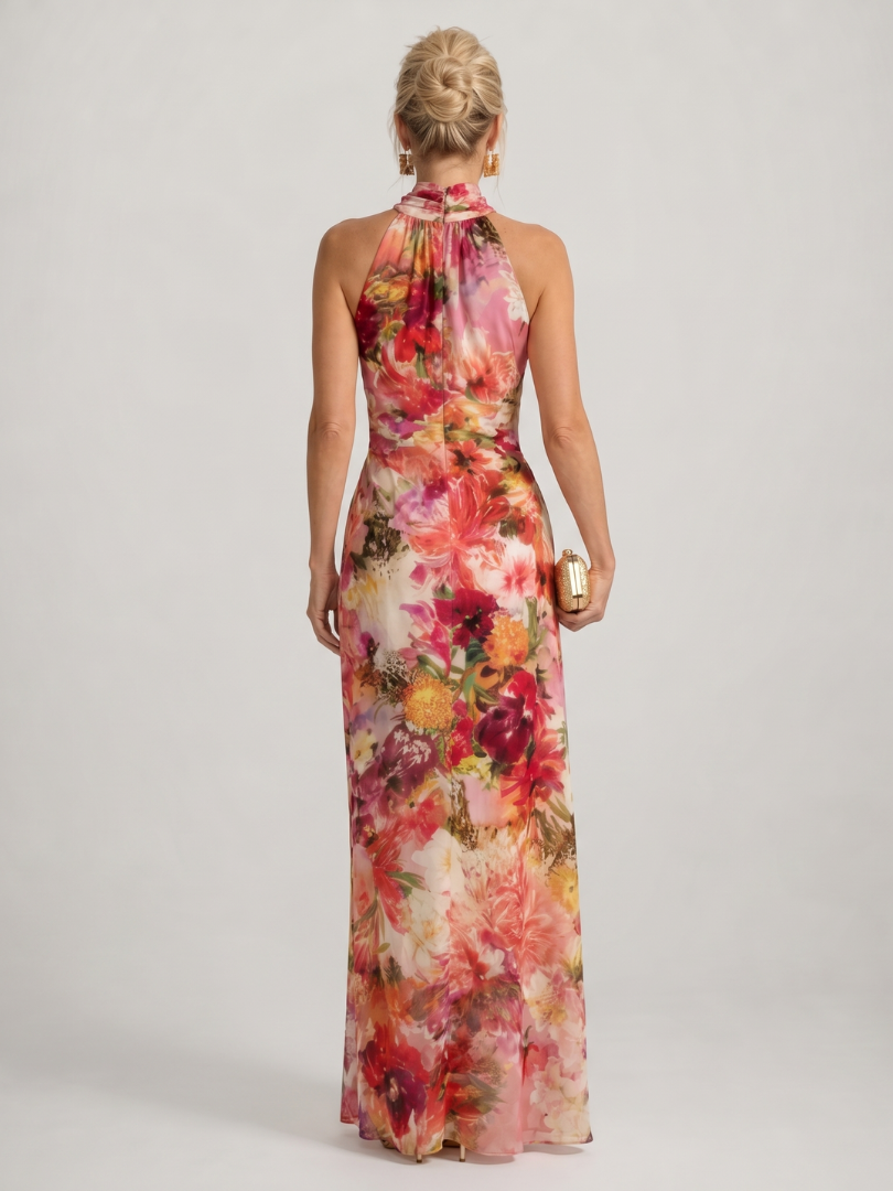 Ella | Halter Floral Print Maxi Dress