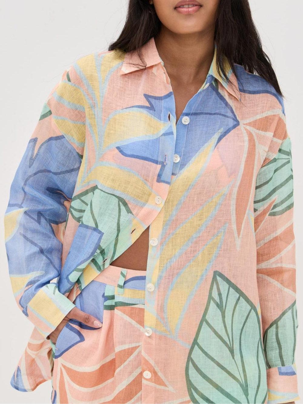 Jaelynn | Tropical Leaf Printed Short Set