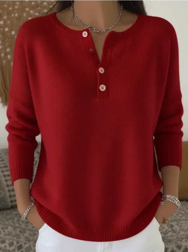 Andrea – Elegant Henley Knit Sweater
