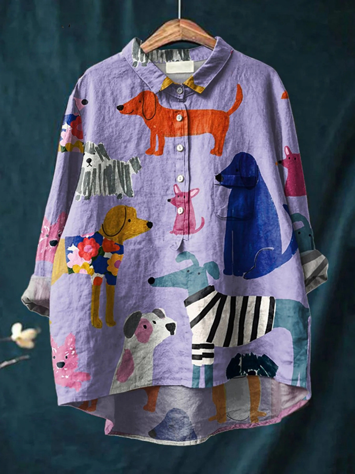 Esperanza | Women's Dog Art Print Casual Shirt