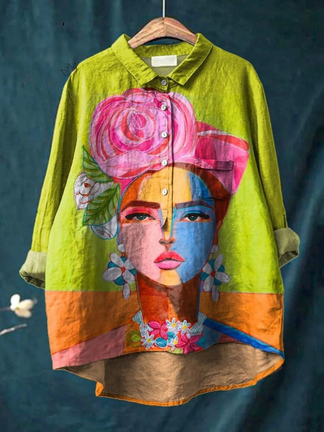 Harper | Oil Freda Portrait Art Printed Women's Casual Shirt