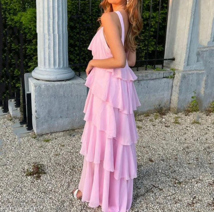 Adriana | Halterneck Ruffle Maxi Dress