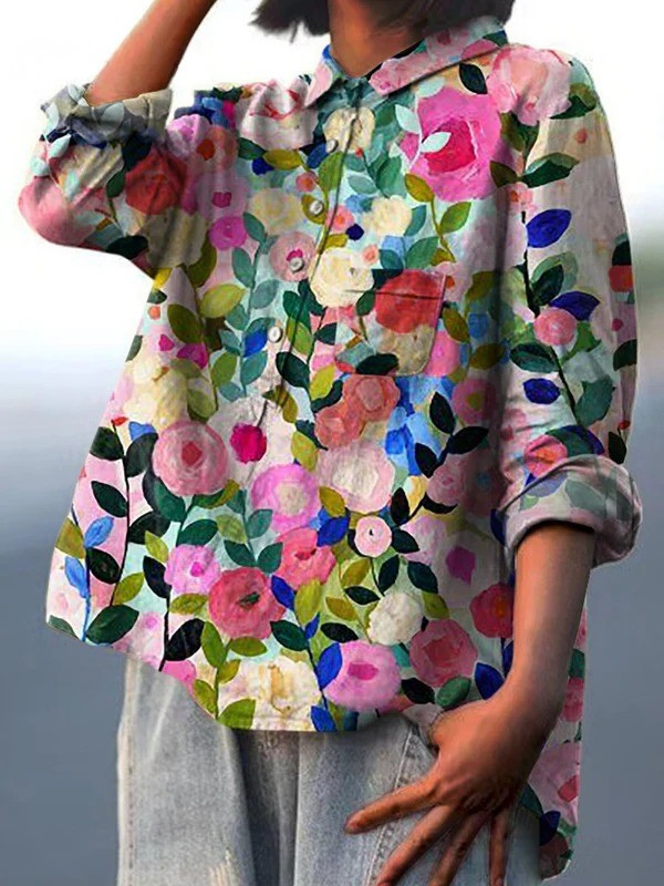 Miley | Colorful Spring Floral Garden Printed Women's Casual Shirt