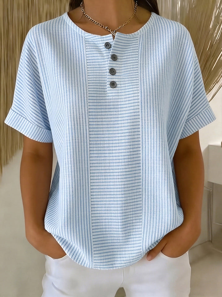 Tanya – Striped Button-Front Top