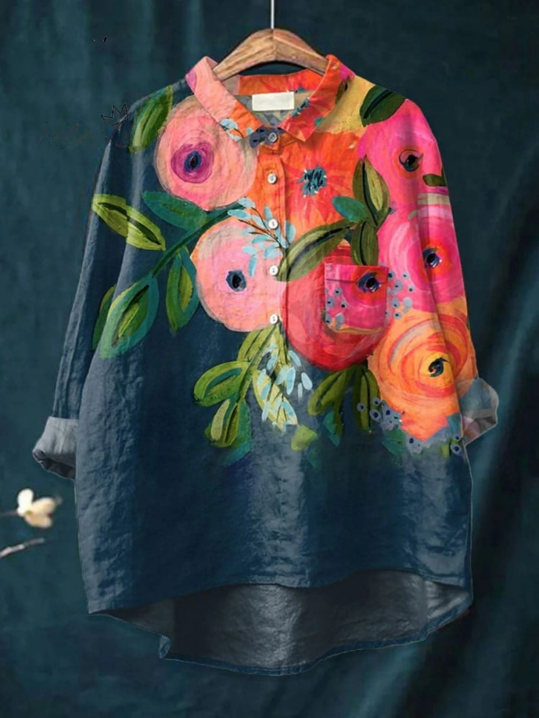 Theia | Women's Flower Art Print Casual Shirt