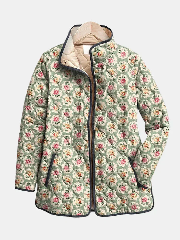 Vasilisa | Vintage Floral Art Print Quilted Jacket