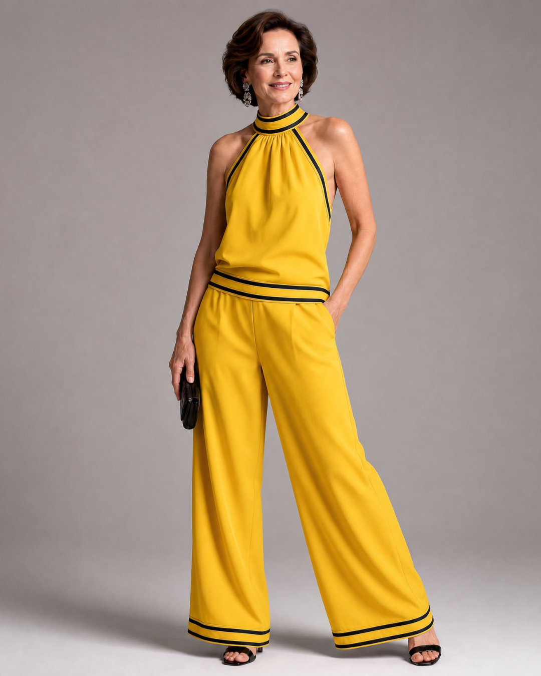 Tessa | Contrast-Trim Wide-Leg Jumpsuit