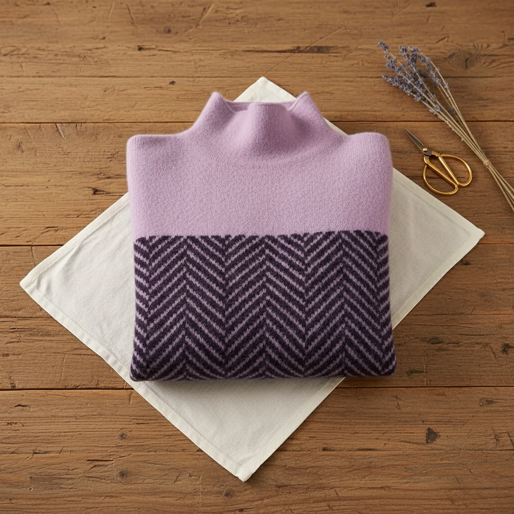 Kari – Herringbone Knit Turtleneck Sweater