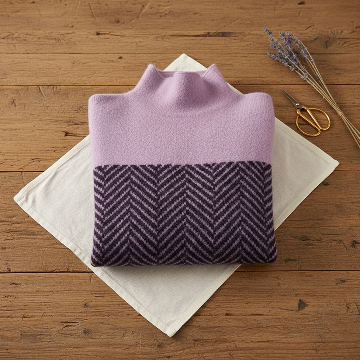 Kari – Herringbone Knit Turtleneck Sweater