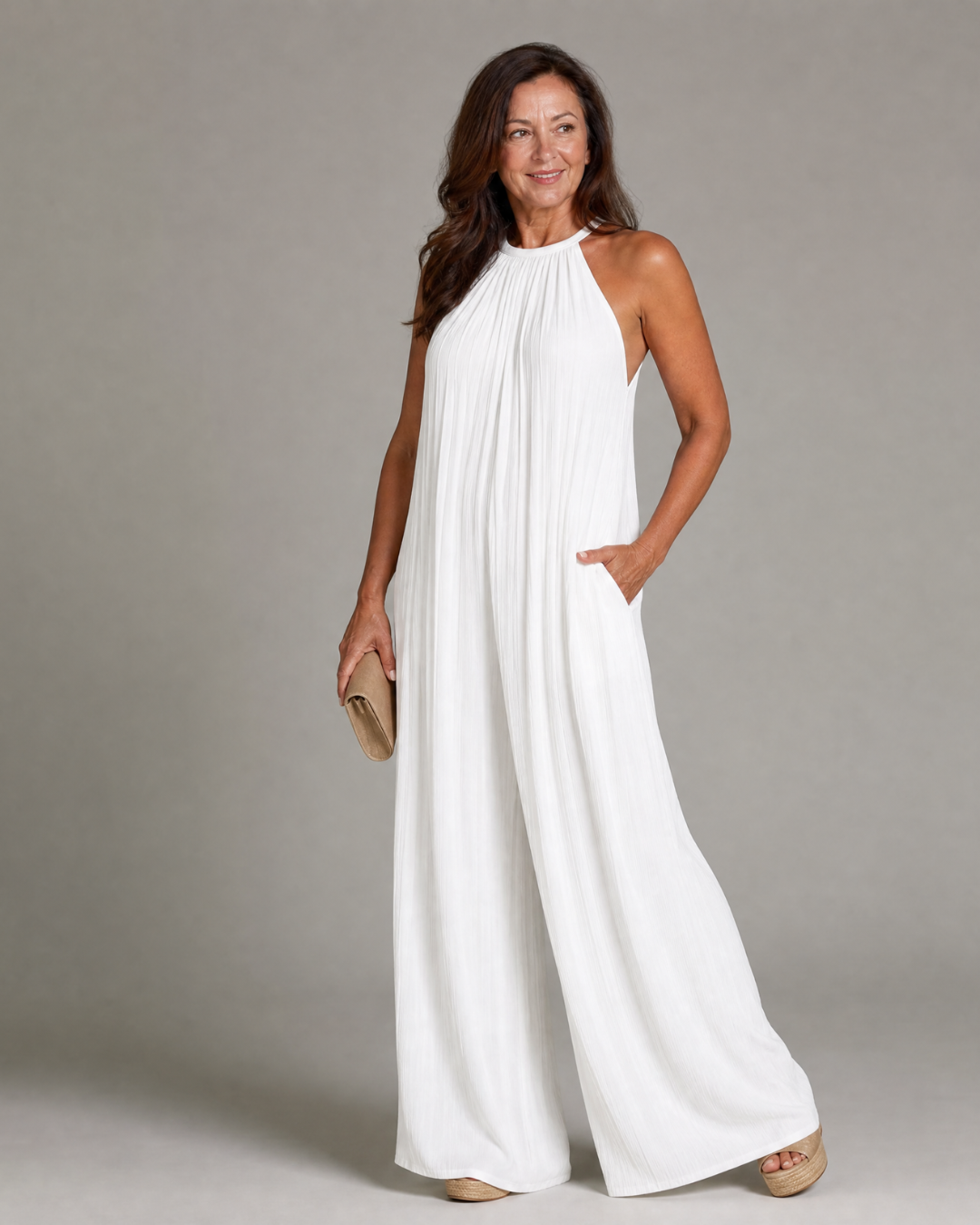 Talia | Pleated Halter Relaxed Jumpsuit