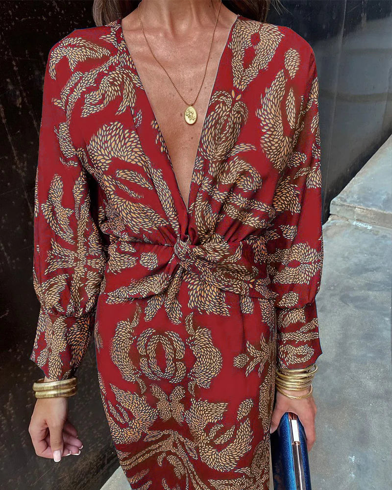 Jensen | Elegant Dress with Long Sleeves and Floral Print