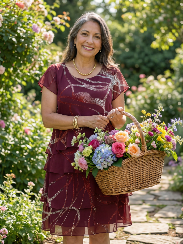 Ella | Composed Abstract Knee Length Dress