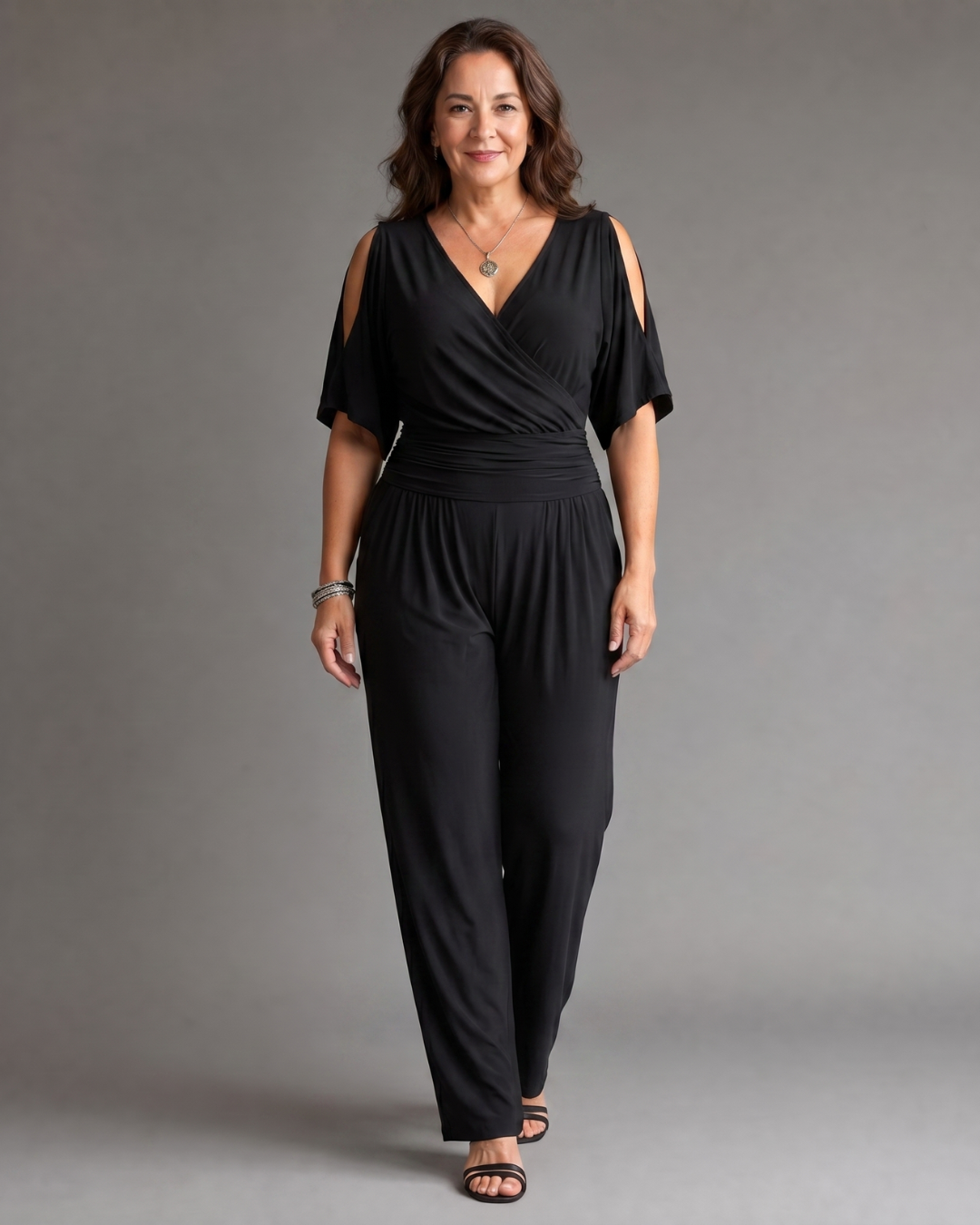 Camille | Cold-Shoulder Wrap-Waist Jumpsuit