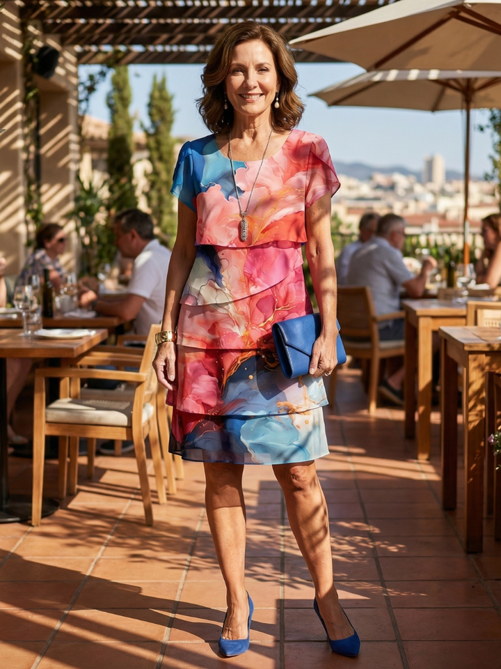 Olivia | Poised Marble Knee Length Dress