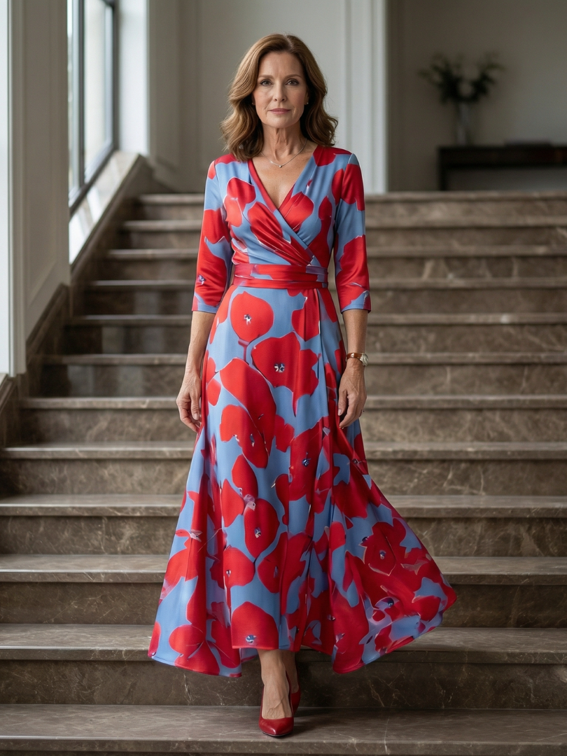 Brya | Cross Wrap Neck Midi Dress