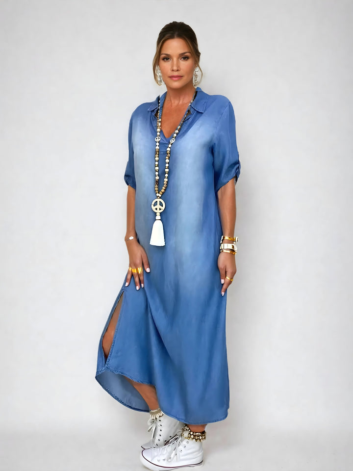 Goldie | Chic Denim Maxi Dress