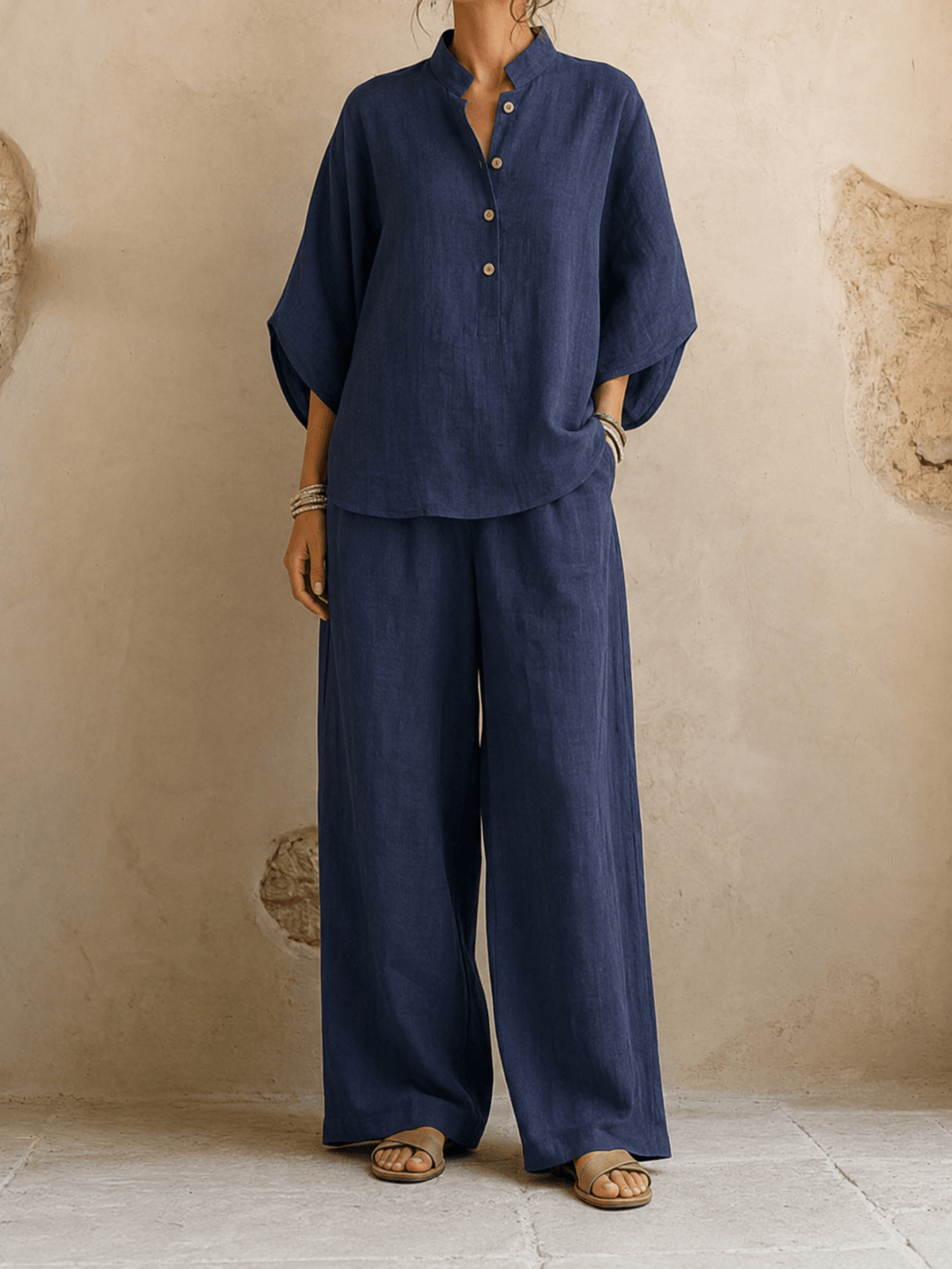 Jeanette – Batwing Top and Wide-Leg Pants Set