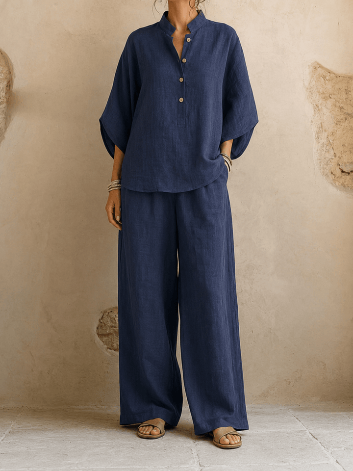Jeanette – Batwing Top and Wide-Leg Pants Set