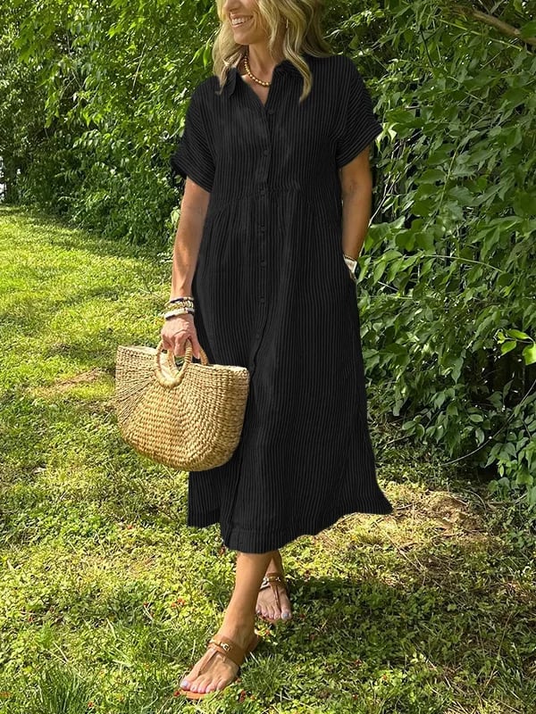 Phoebe | Striped Button-Up Dress