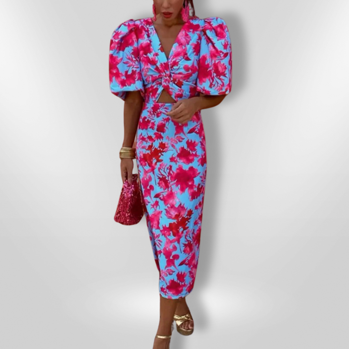 Dior | Pleated Sleeve Colorful Dress