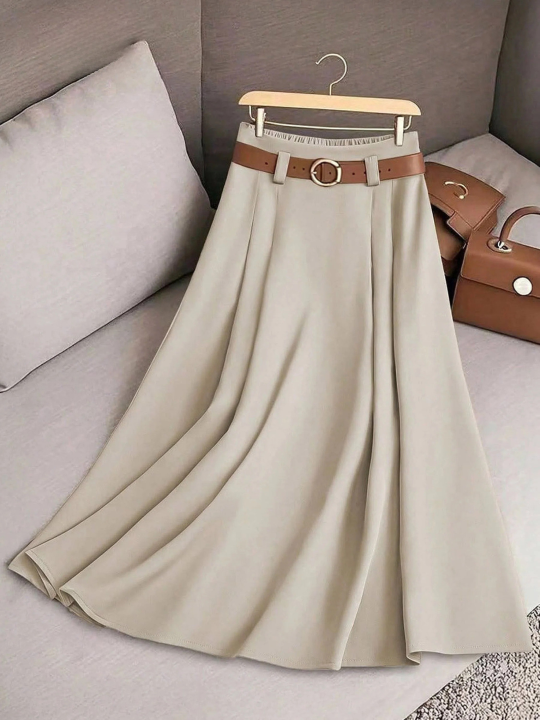 Mariah | Solid Color High Waist a-Line Casual Skirt