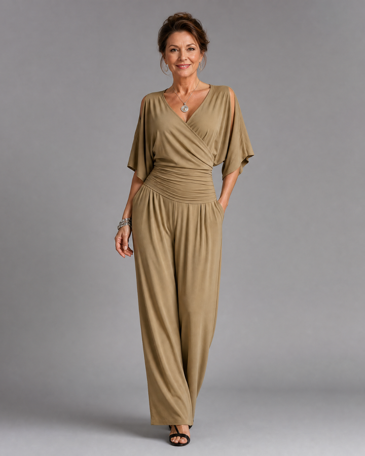 Camille | Cold-Shoulder Wrap-Waist Jumpsuit