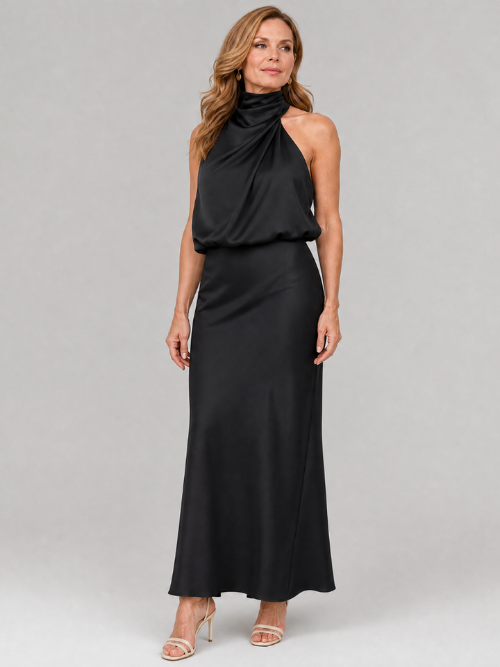 Natalie | Draped Neck Midi Dress