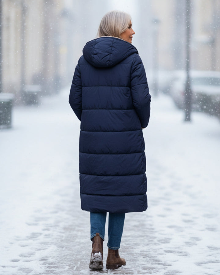 Debra – Quilted Sherpa-Lined Long Coat