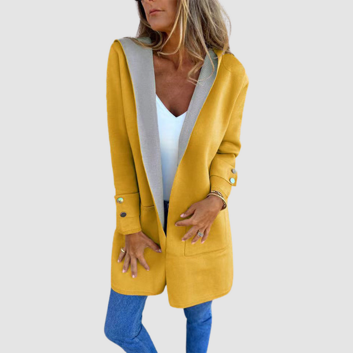 Winona – Hooded Colorblock Open-Front Cardigan