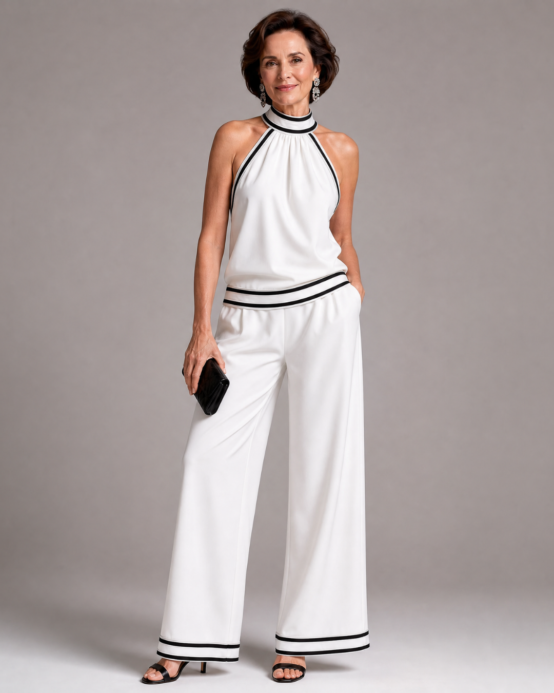 Tessa | Contrast-Trim Wide-Leg Jumpsuit