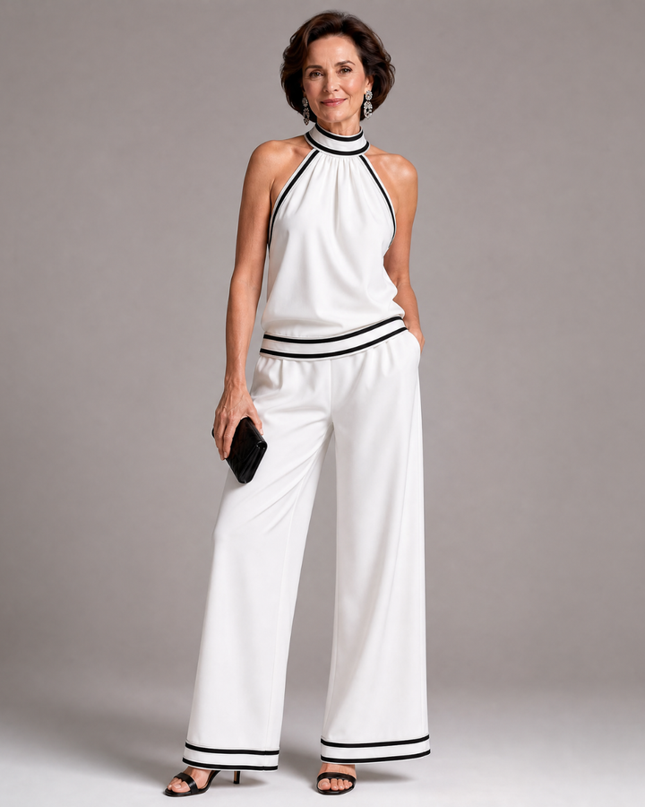 Tessa | Contrast-Trim Wide-Leg Jumpsuit