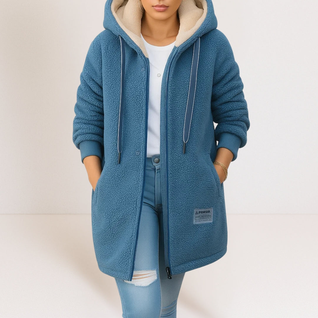 Juliette – Longline Hooded Sherpa Coat