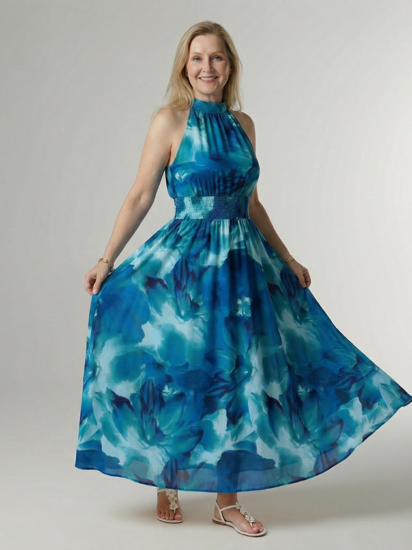 Jayla | Gathered Halter Midi Dress