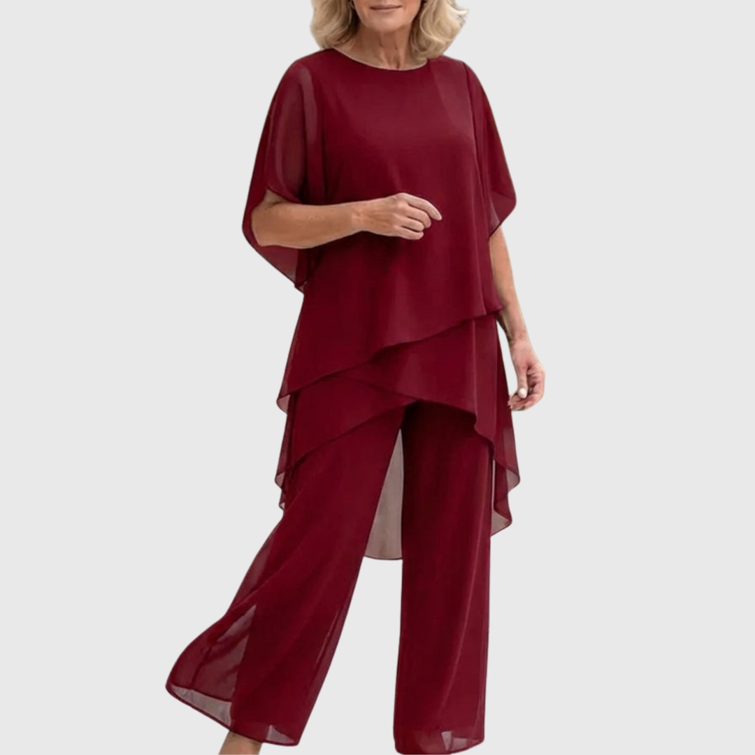 Keelin | Suit with Draped Palazzo Pants