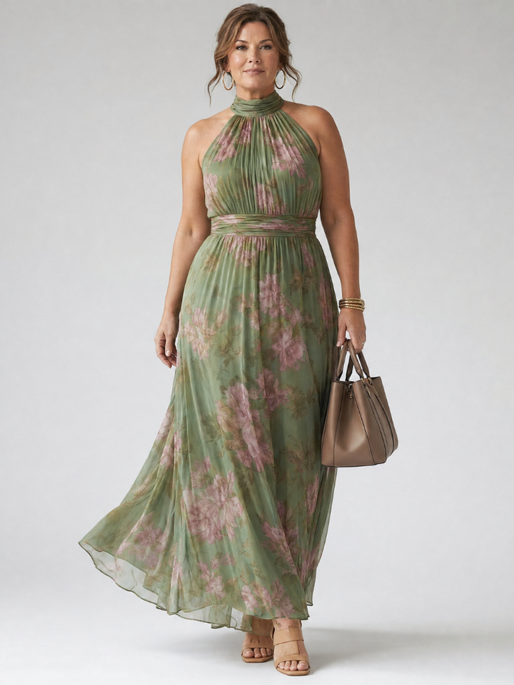 Emma | Gathered Halter Midi Dress