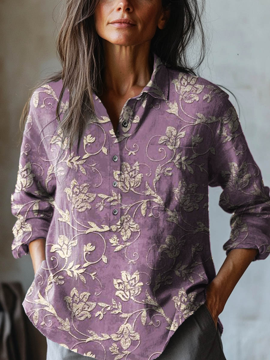 Louise | Floral Embroidered Linen Shirt