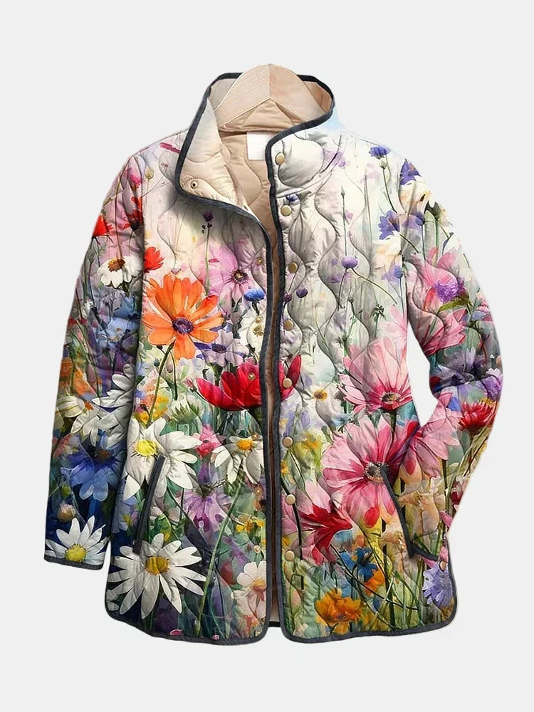 Ellis | Charming Vintage Floral Print Quilted Jacket
