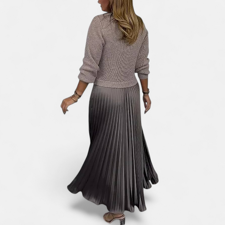 Karlee | Maxi Dress with Sweater and Pleated Skirt
