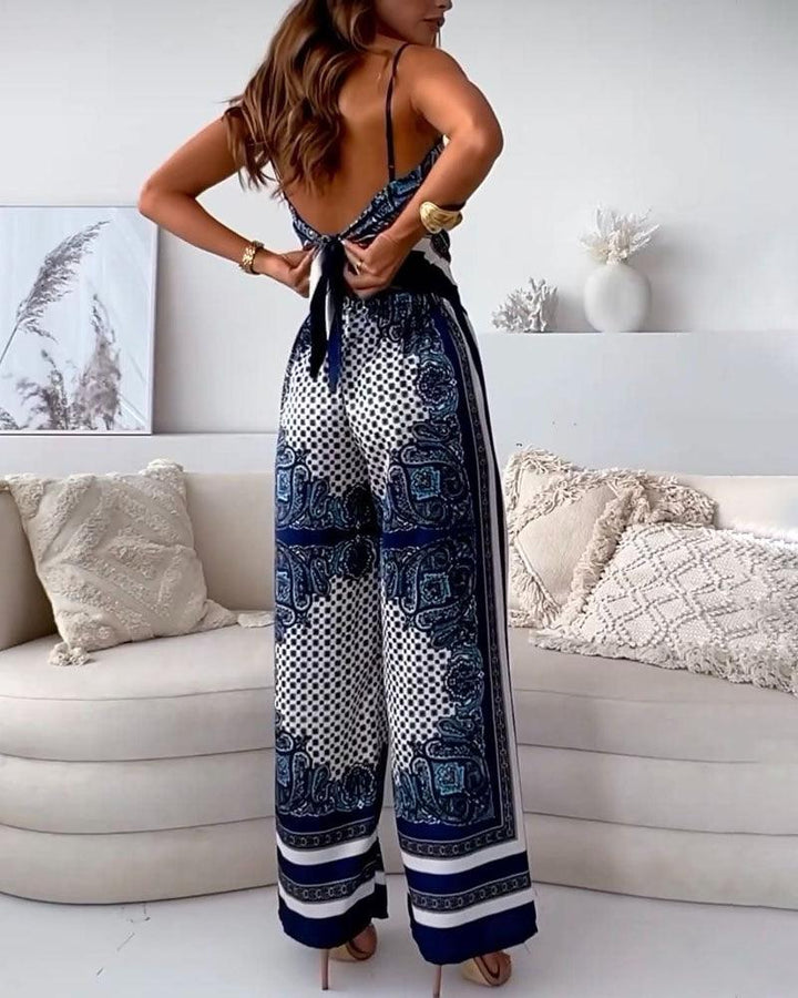 Carolanne | Vacation Ready Stylish Lace-Up Vest & Pants Two-Piece Set Dress
