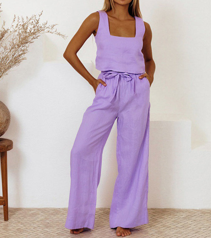 Cara | Minimalist Top Set and Wide Leg Pants