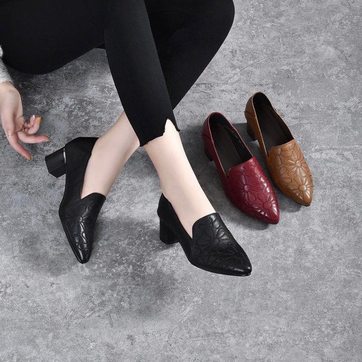Audrina | Soft Leather Embroidered Pumps