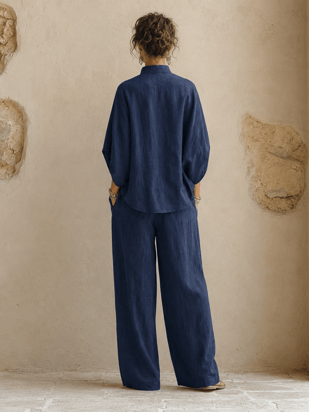Jeanette – Batwing Top and Wide-Leg Pants Set