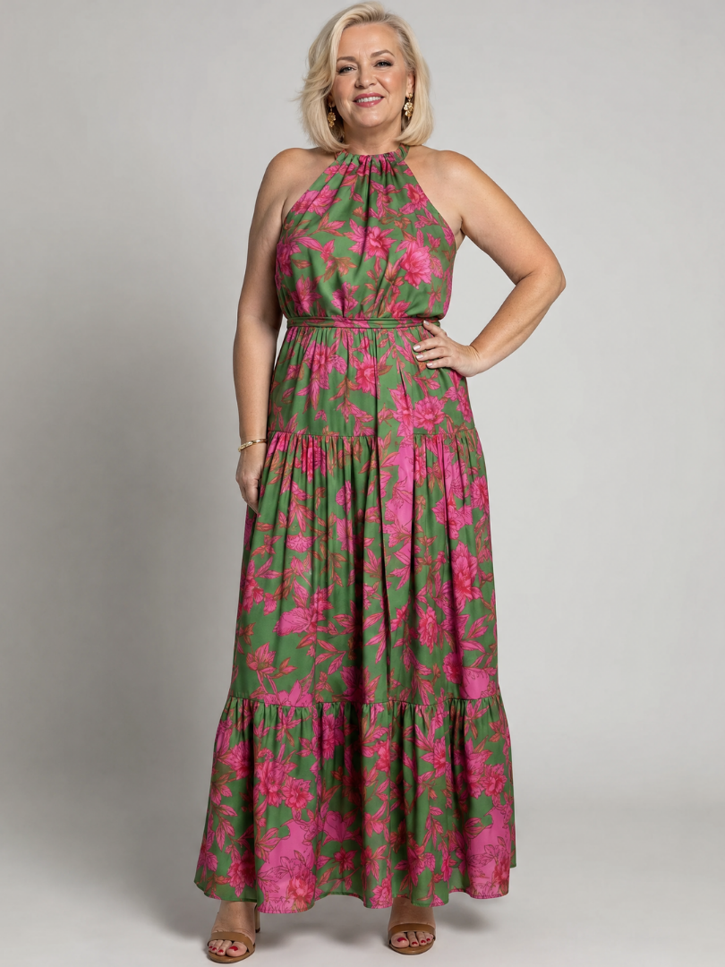 Harper | Draped Halter Midi Dress