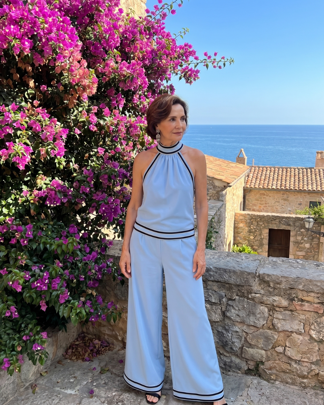 Tessa | Contrast-Trim Wide-Leg Jumpsuit