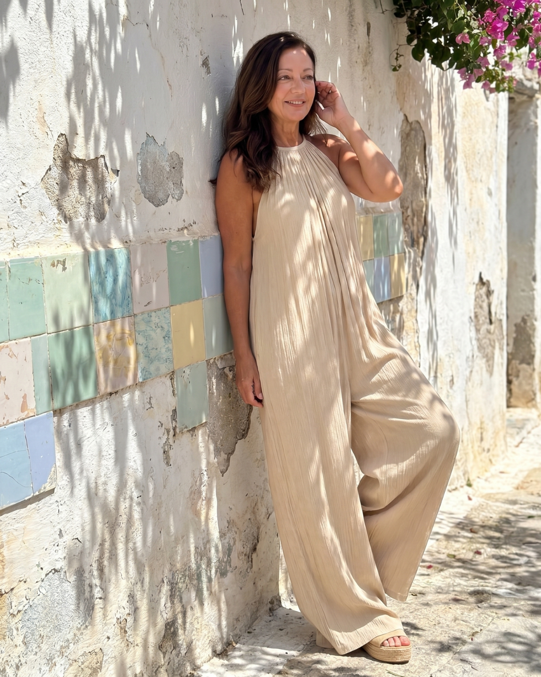 Talia | Pleated Halter Relaxed Jumpsuit