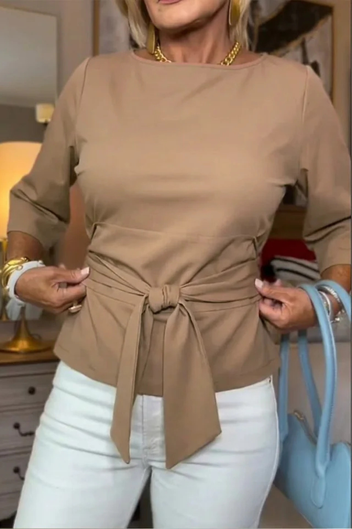 Vivian – Belted Bow Waist Top