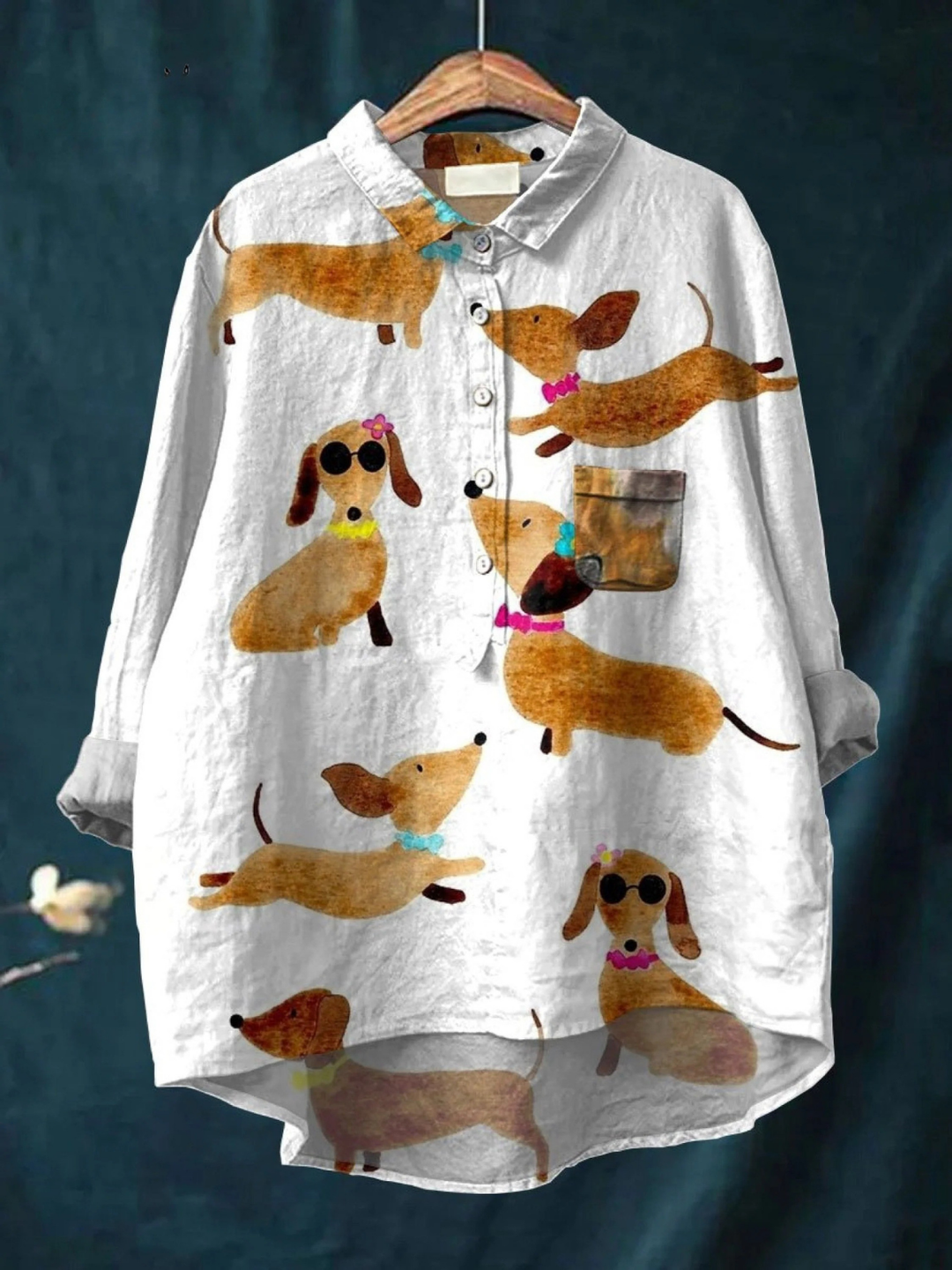 Shira | Cute Dog Dachshund Art Print Casual Shirt