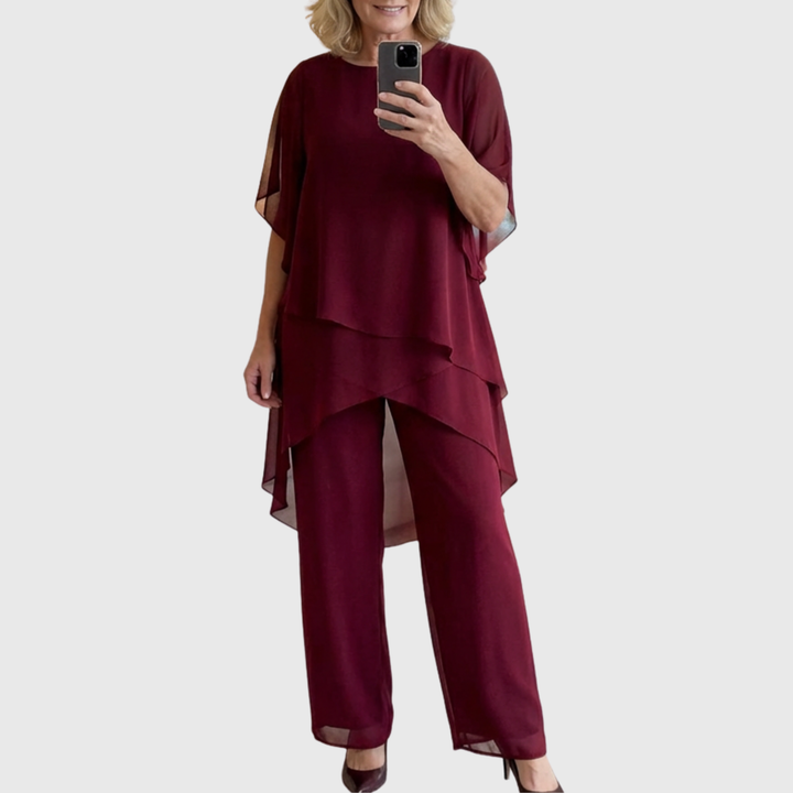Keelin | Suit with Draped Palazzo Pants