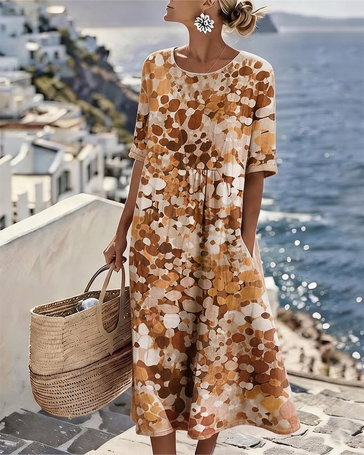 Trudy – Abstract Floral Print Midi Dress