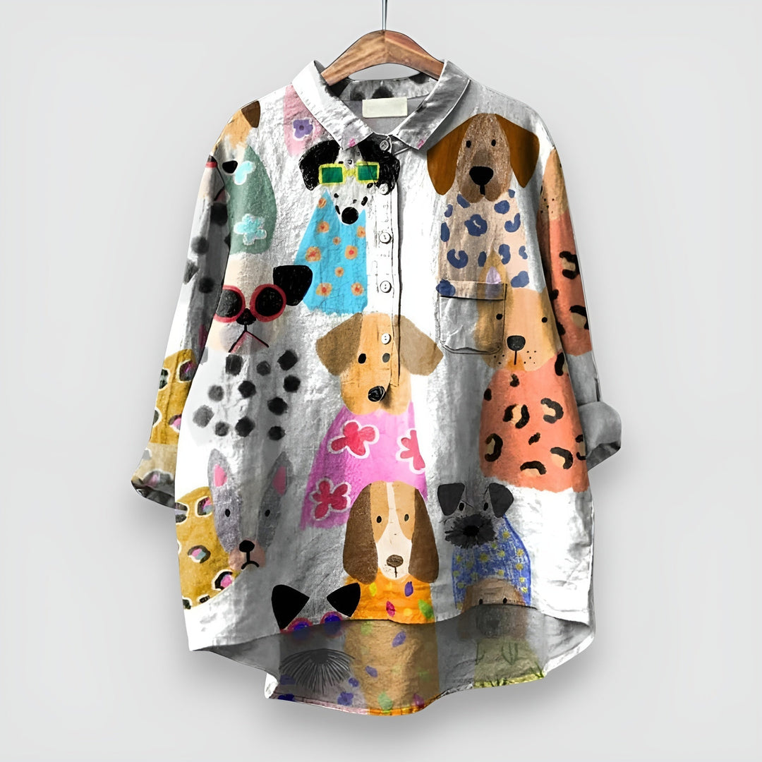 Shifra | Women's Shirt with Dog Print